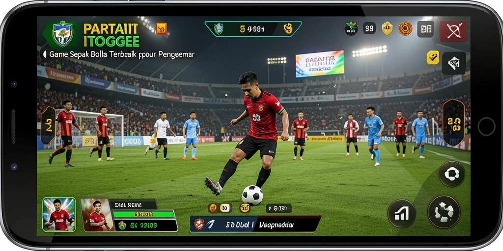 Tangkapan layar utama dari gameplay PARTAITOGEL dengan aksi sepak bola yang mendebarkan.