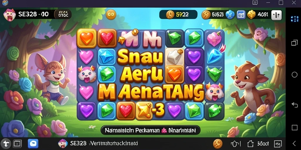 Screenshot SE328 menampilkan gameplay Match-3 yang seru dan penuh warna.